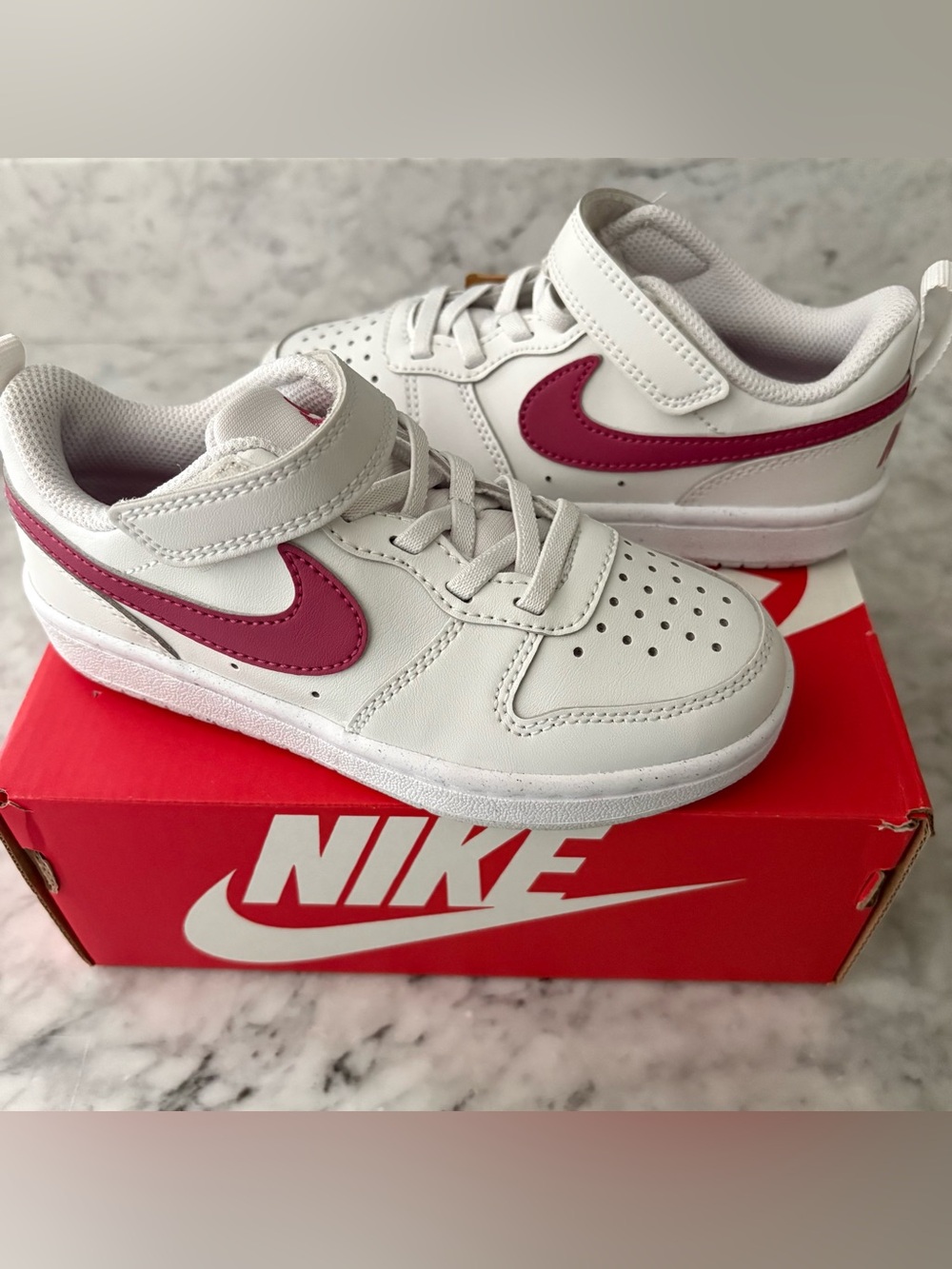 Nike Court Borough Low Recraft Pink White Toddler Little Girl Strap Shoe 11